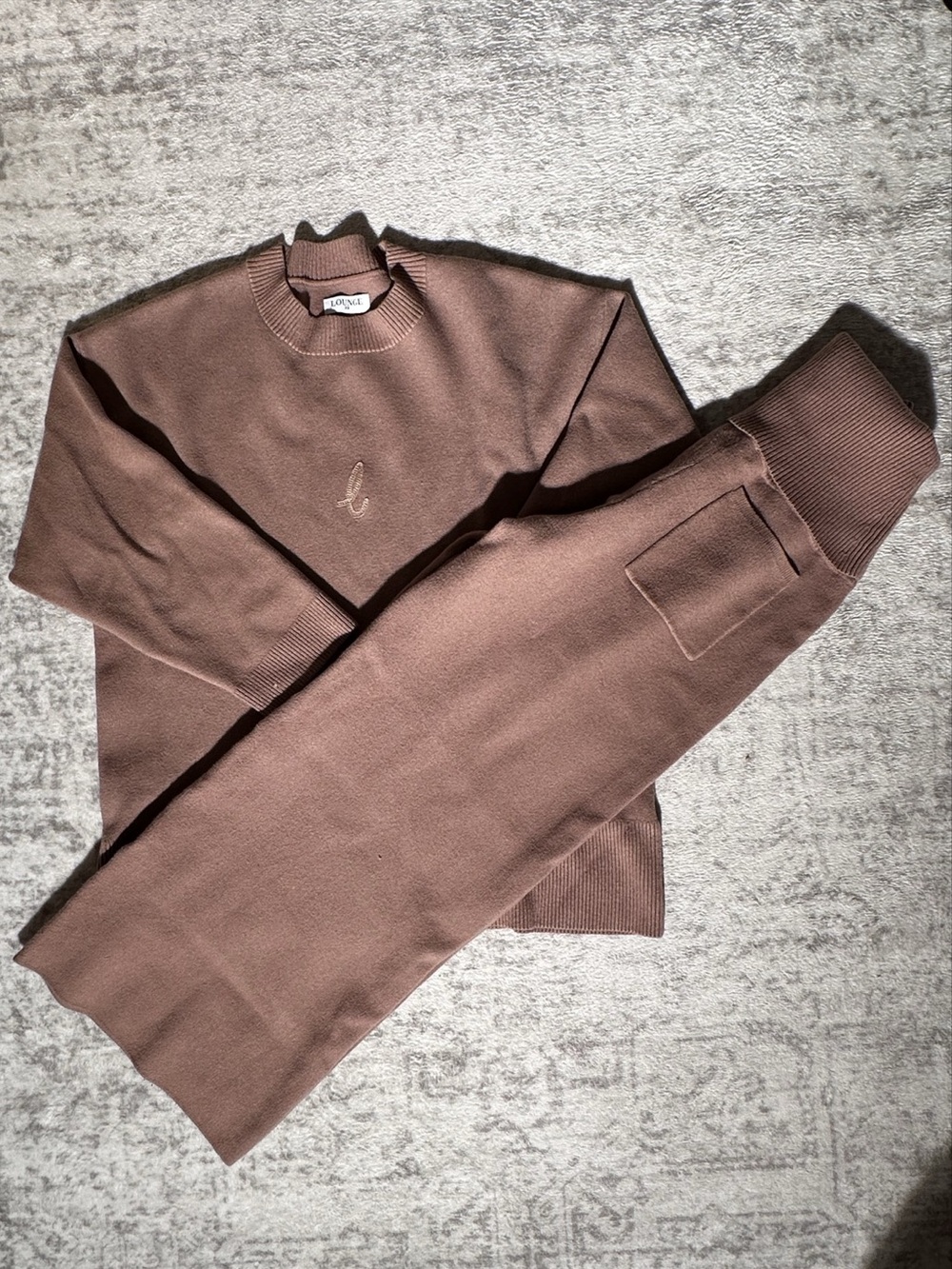 Lounge Women’s Knit Matching Set Brown Sweater XS Pants S